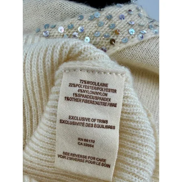 Vintage Free People Sequin V-Neck Cream Knit Sweater | Luxe Boho Soft Girl Y2K S - Picture 13 of 15